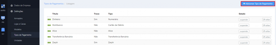 Adicionar Pagamento Backoffice