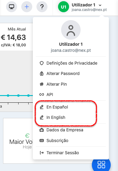 Alteração de Idioma