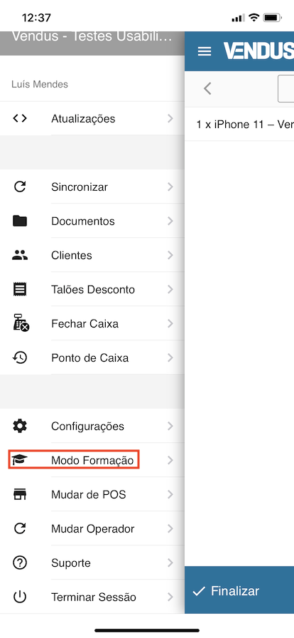 Ativar Modo Formação App - 2