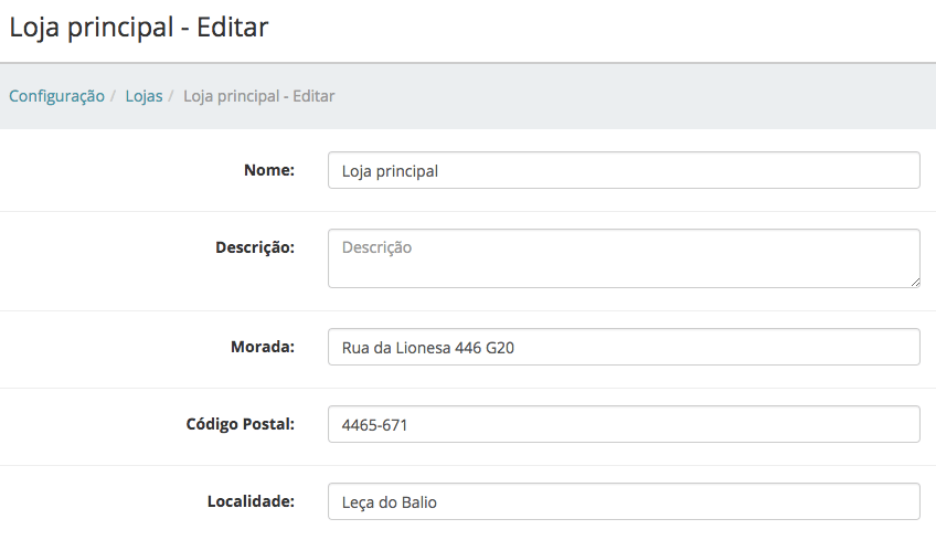 Inclusão de Morada Comercial