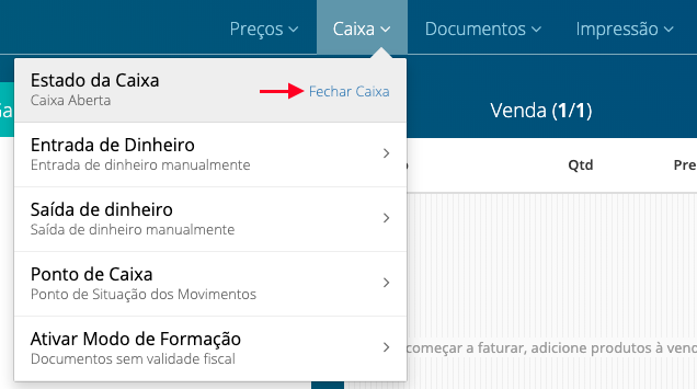 Fechar Caixa - POS browser