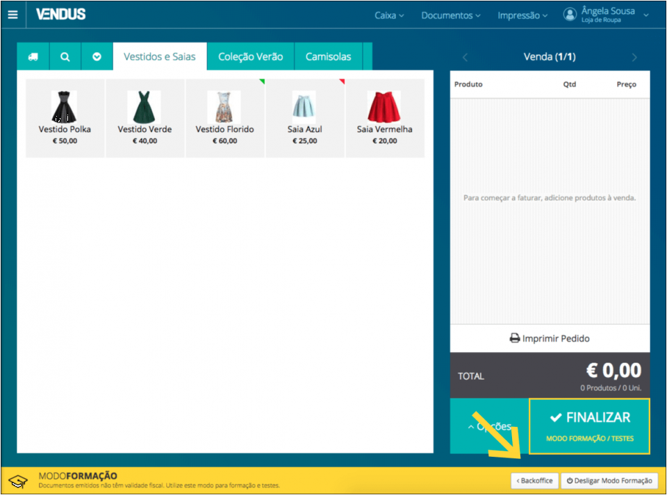 Modo Formação/Testes - POS