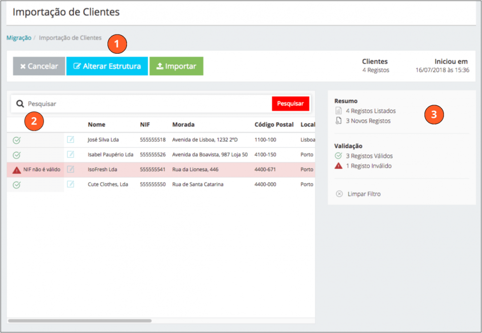 Importação de Dados