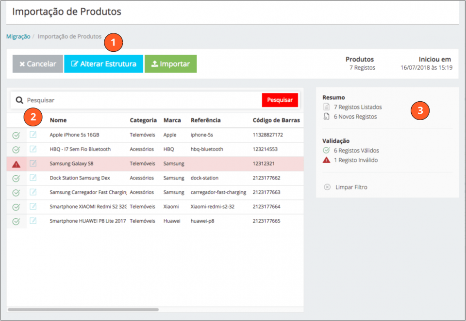 Importação de Dados