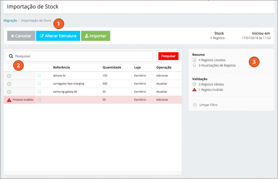 Importação de Dados