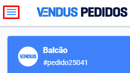 Vendus Pedidos - Menu principal