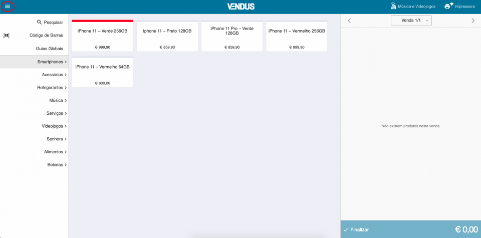 Menu Principal - App