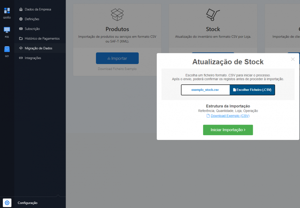 Importação de Ficheiro CSV