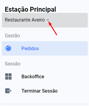 Vendus Pedidos - Alternar entre restaurantes
