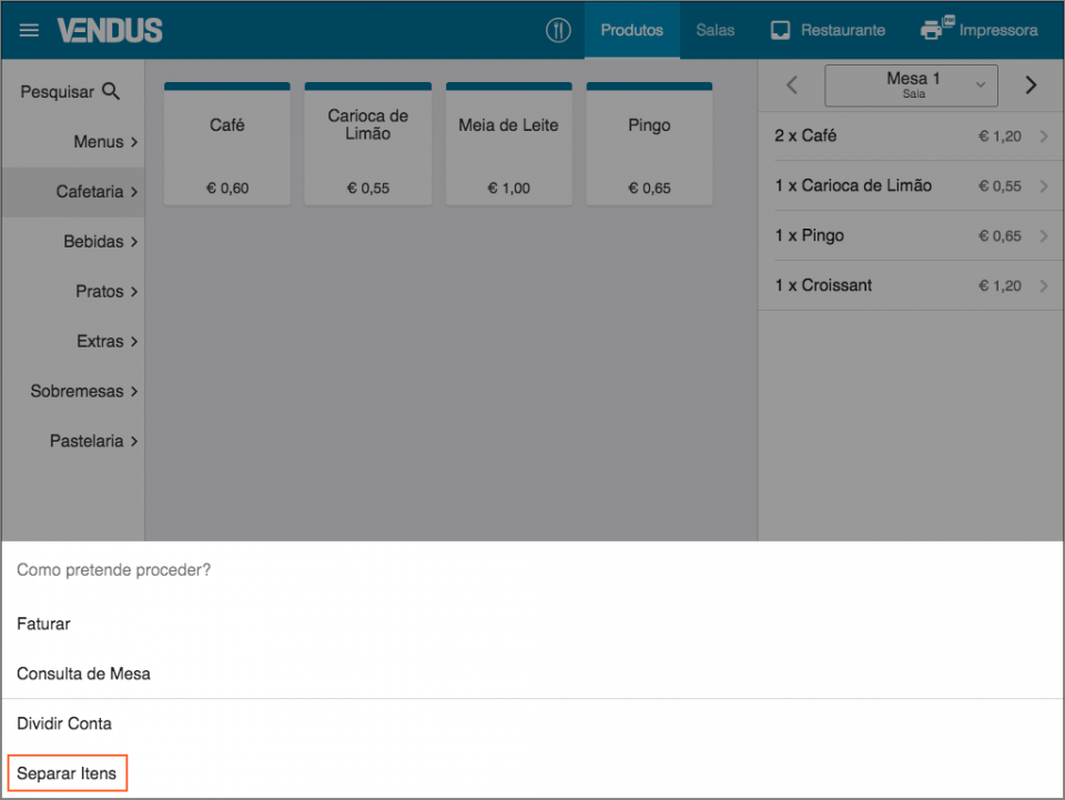 Separar Conta - Passo 1