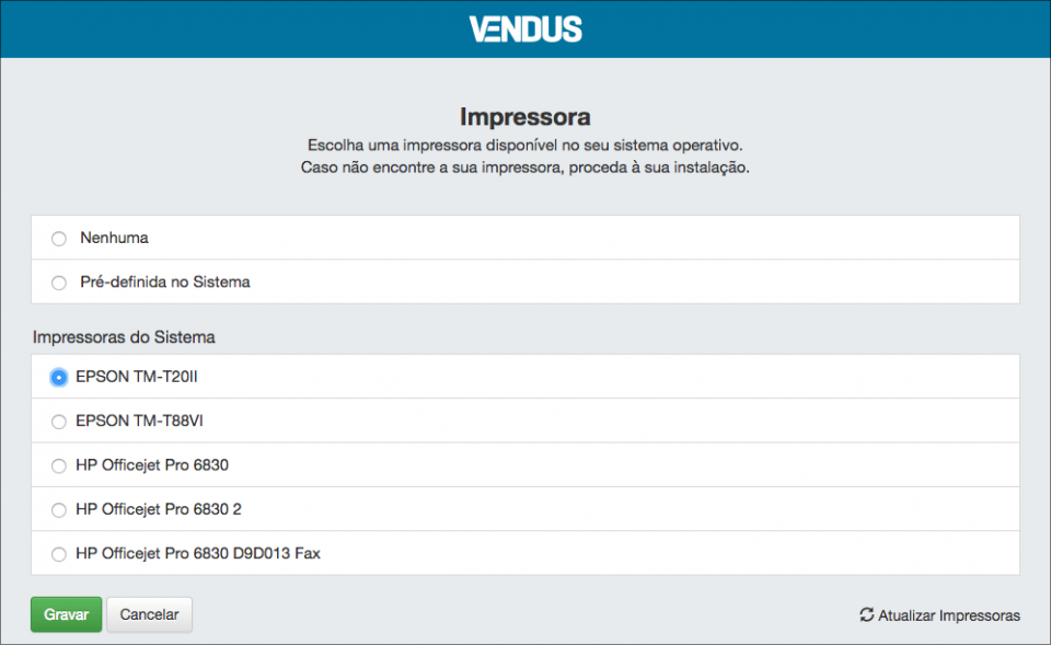 Instalar Impressora - Vendus Dispositivos