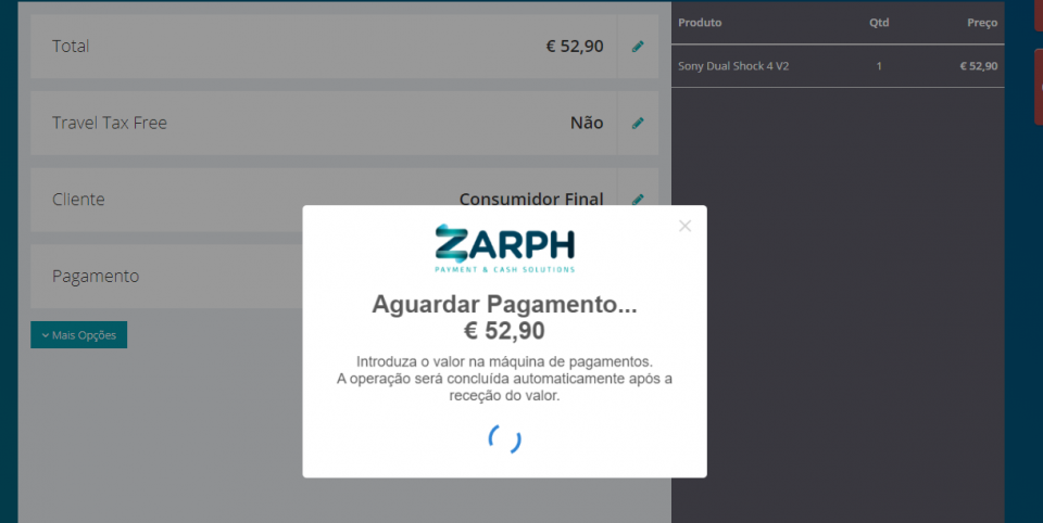 Zarph - Aguardar pagamento no POS